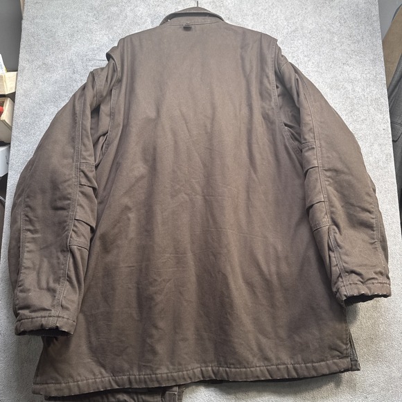 Big Smith mens brown canvas work chore jacket utility pockets‎ lined 2XL - Picture 9 of 14